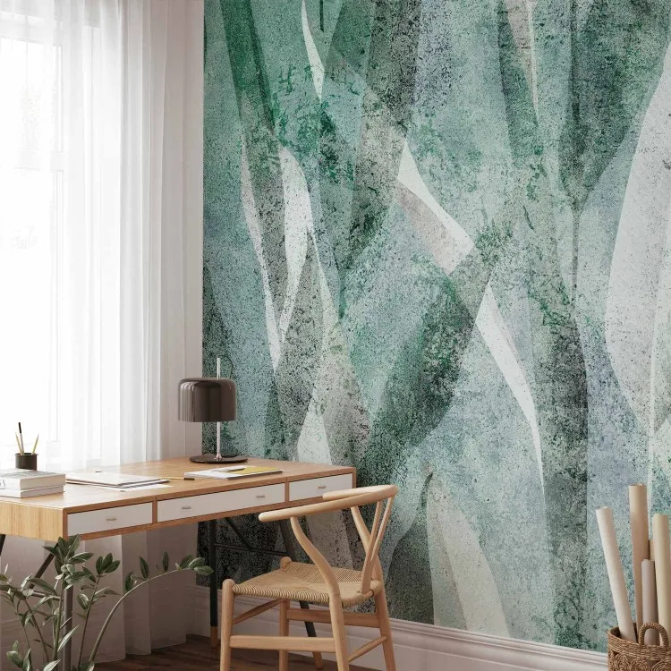 Folhas verdes, brancas e cinzentas - composição com motivos florais
