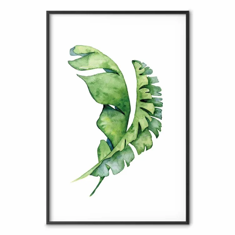 Folhas Entrelaçadas - composição em aquarela com folhagem verde sobre branco