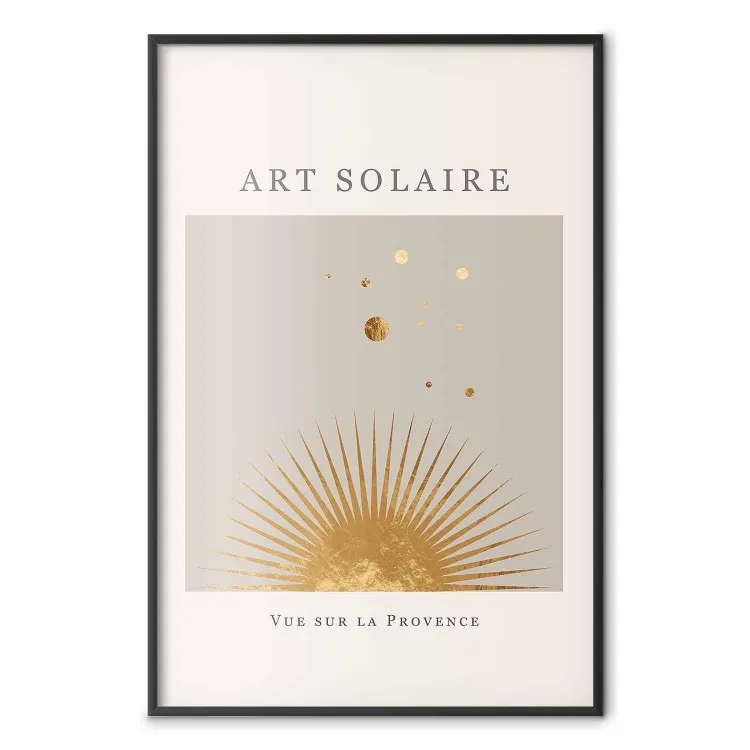 Arte Ensolarada - sol dourado e texto escuro em estilo scandi boho