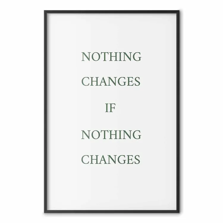 Changes - composição com inscrições verdes em inglês sobre um fundo branco