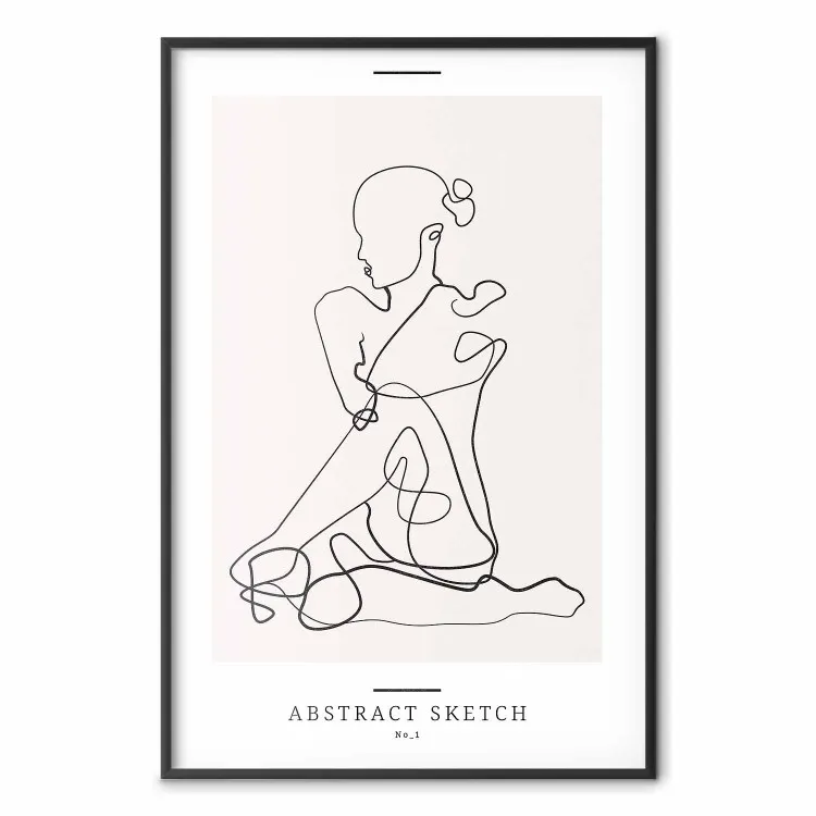 Esboço Abstrato - lineart simples com figura feminina e texto