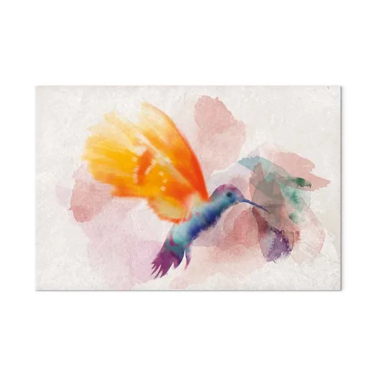 Beija-flor Amarelo (1 peça) Largo - pássaro em aquarelas delicadas