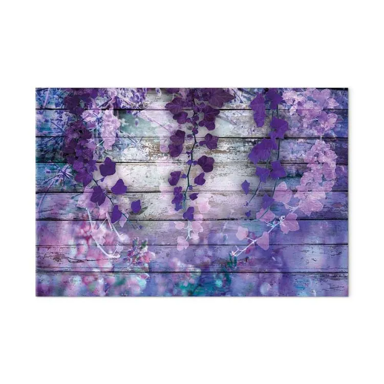 Encanto de Lavanda (1 peça) Largo - flores roxas e tábuas ao fundo