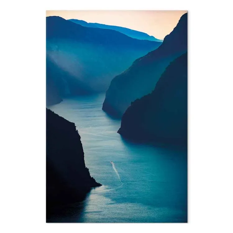 Aurlandsfjord (1 peça) Vertical - paisagem azul entre montanhas