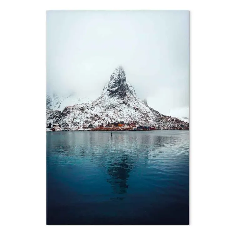 Identidade da Beleza (1 peça) Vertical - paisagem de inverno com montanha sobre a água