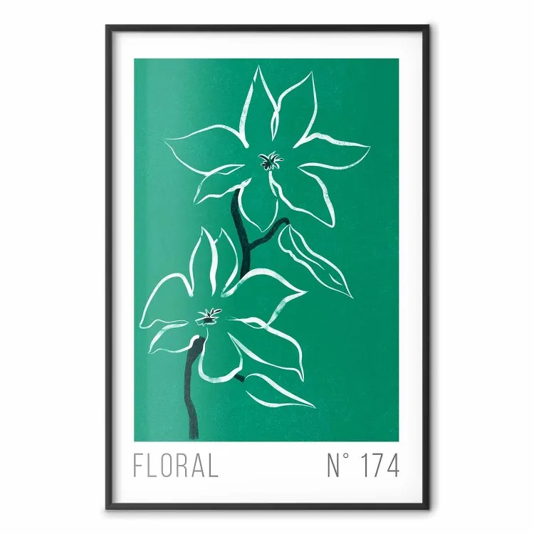 Esboço Floral - textos em inglês e flores brancas em um fundo verde
