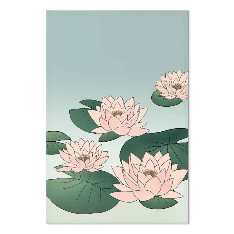 Nenúfares Rosa (1 peça) Vertical - paisagem com flores sobre água
