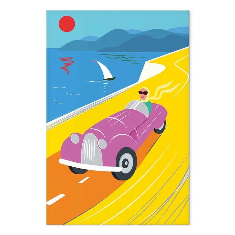 Passeio Colorido (1 peça) Vertical - paisagem com um carro contra o mar