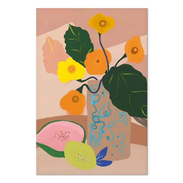 Flores no Vaso (1 peça) Vertical - buquê e frutas exóticas