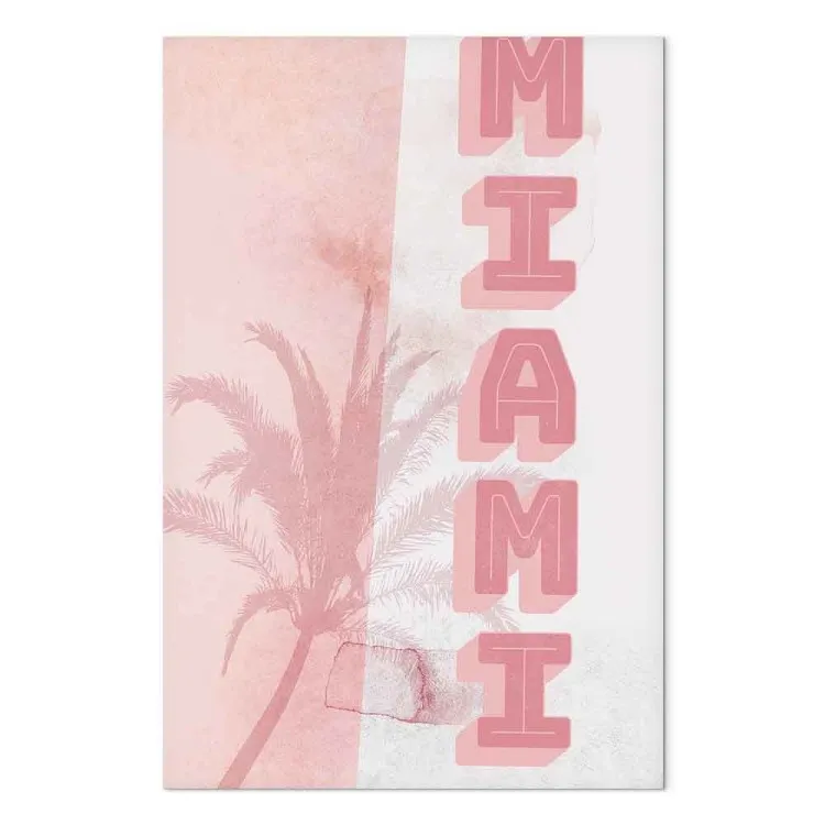 Neons da Cidade (1 peça) - sinal rosa de Miami contra uma palmeira alta