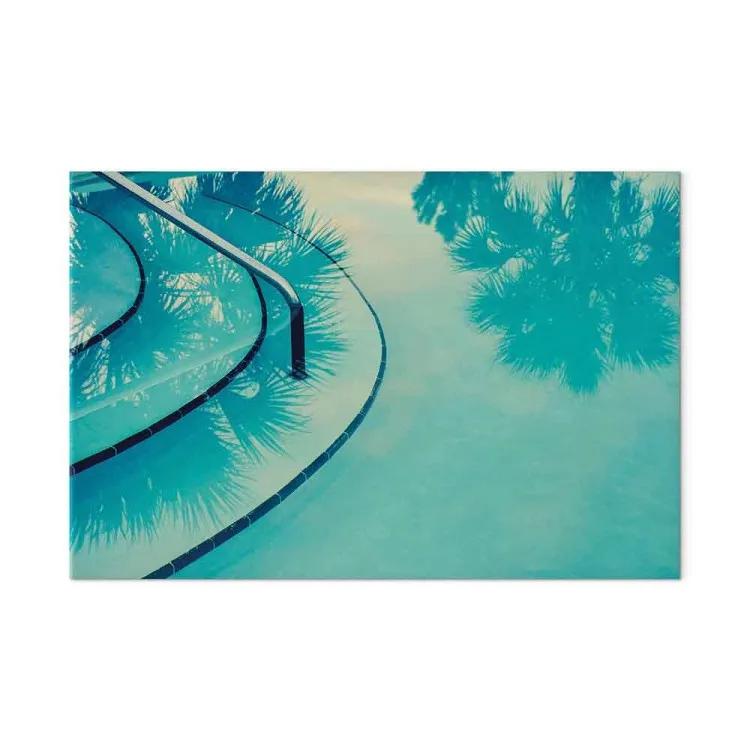 Na Flórida (1 peça) - paisagem azul e reflexo de palmeira na água