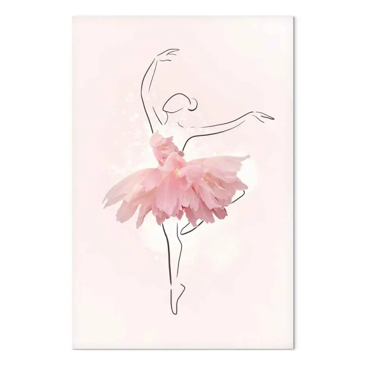 Bailarina (1 peça) - arte linear de uma mulher em um vestido floral rosa