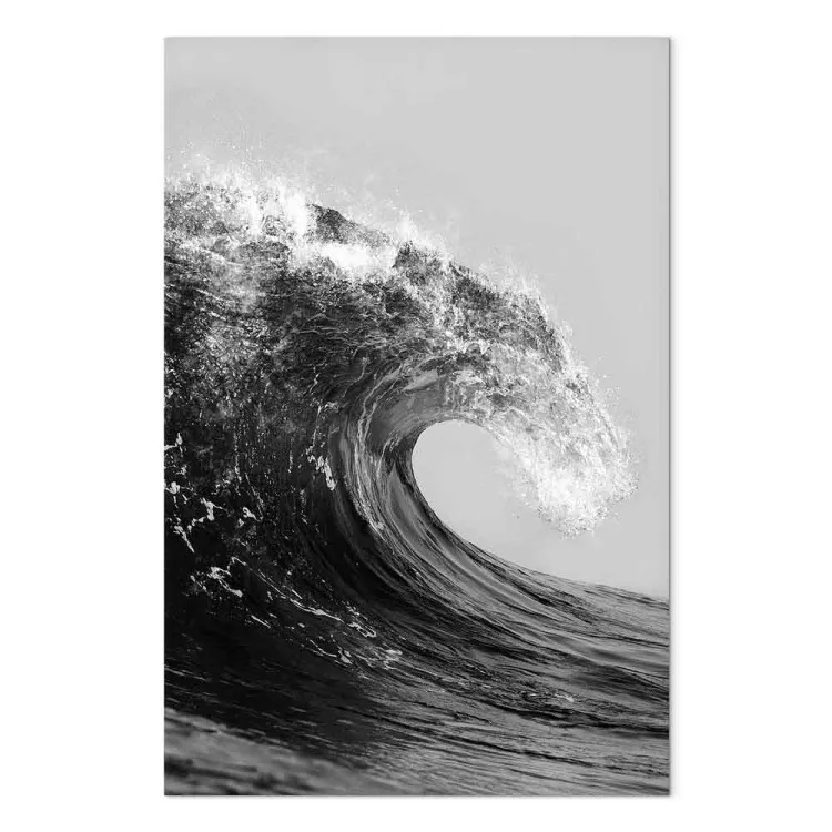 Mar em Preto e Branco (1 peça) - paisagem marinha única com uma onda