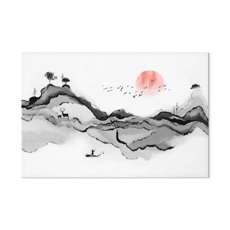 Montanhas em Aquarela (1 peça) - bela paisagem natural em estilo japonês