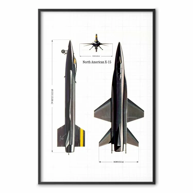 North American X-15 - avião-foguetão numa projeção com dimensões