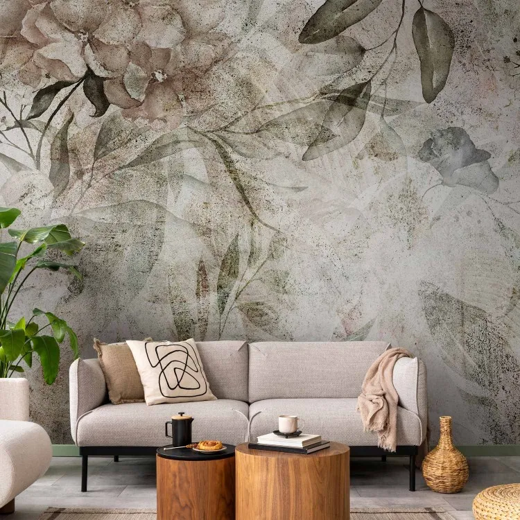 Fundo bonito - motivo floral numa superfície antiga em cores patina