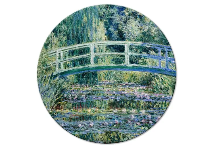 Ponte japonesa de Claude Monet em Giverny - paisagem primaveril de floresta com rio
