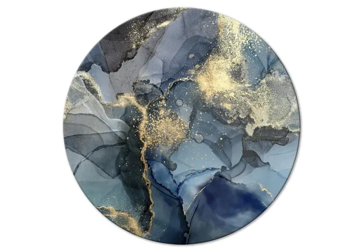 Riscas decorativas - manchas de tinta azul com limalhas de ouro