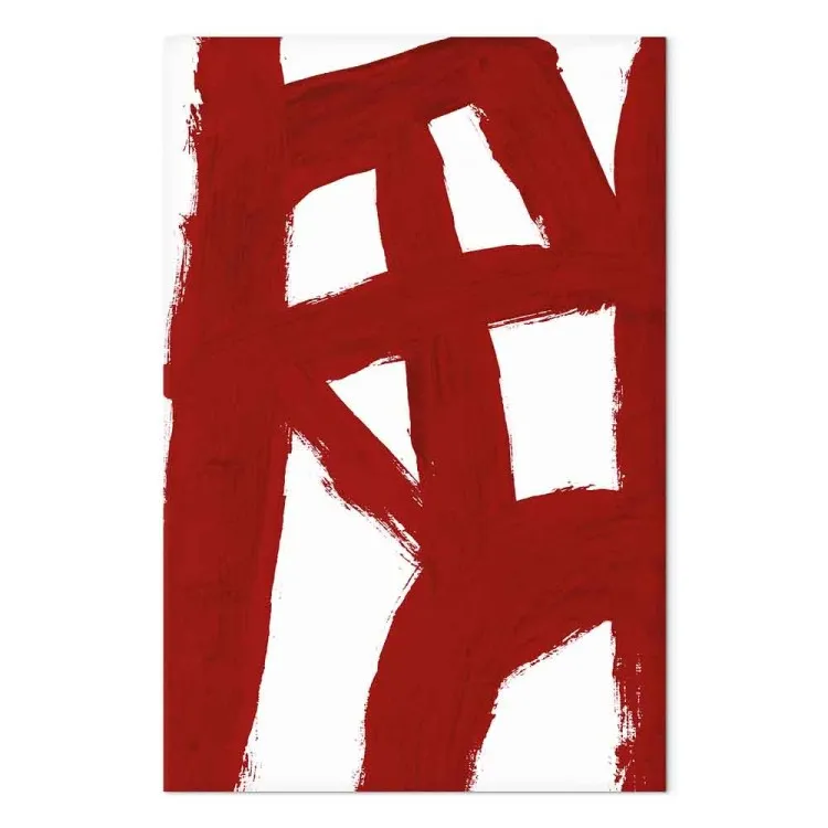Composição Abstrata (1 peça) - padrão geométrico vermelho