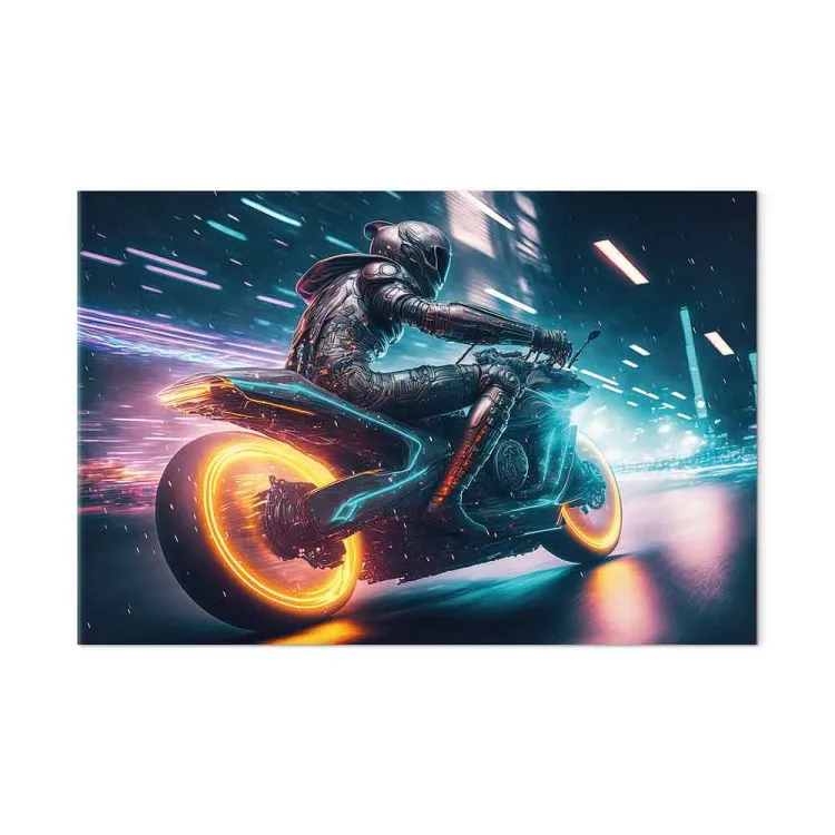 Velocidade da luz - motociclista durante uma corrida nocturna pela cidade
