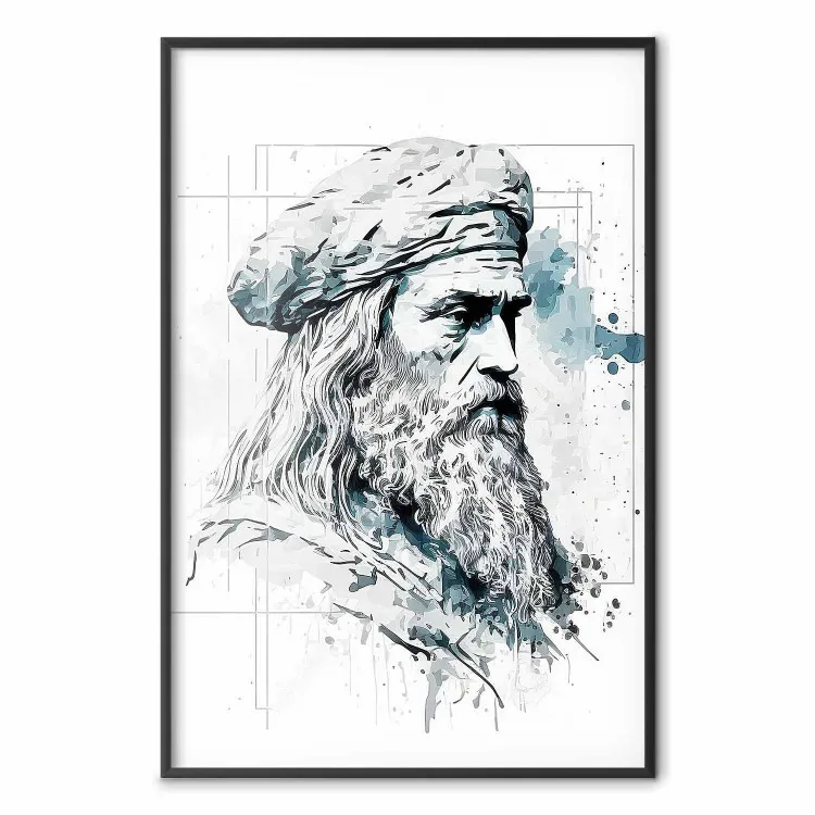 Da Vinci - retrato a preto e branco do artista gerado por IA