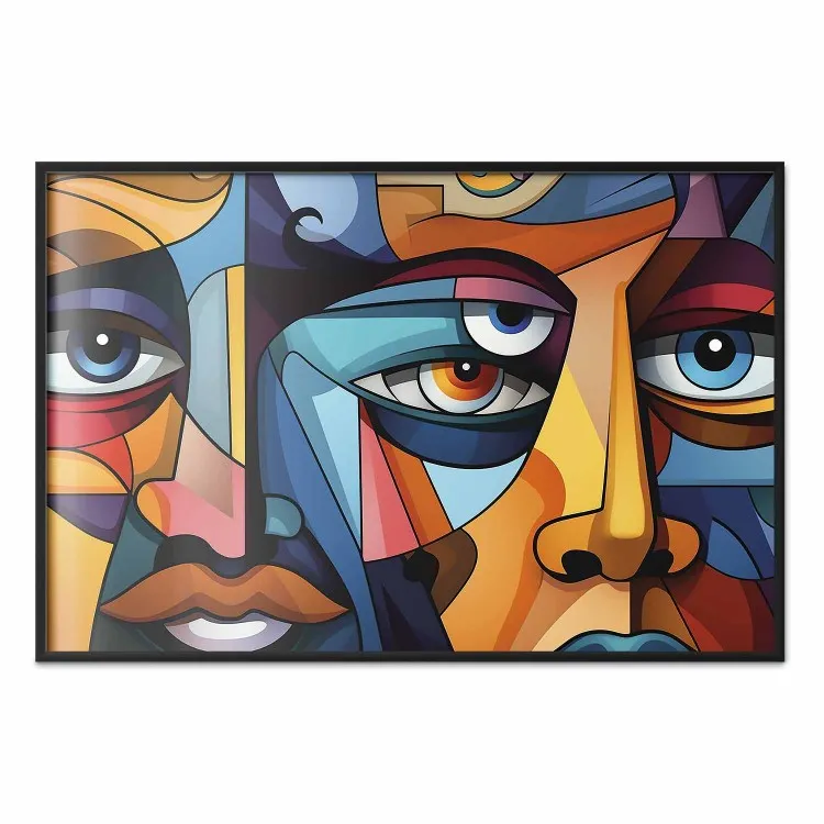 Rostos cubistas - uma composição geométrica ao estilo de Picasso