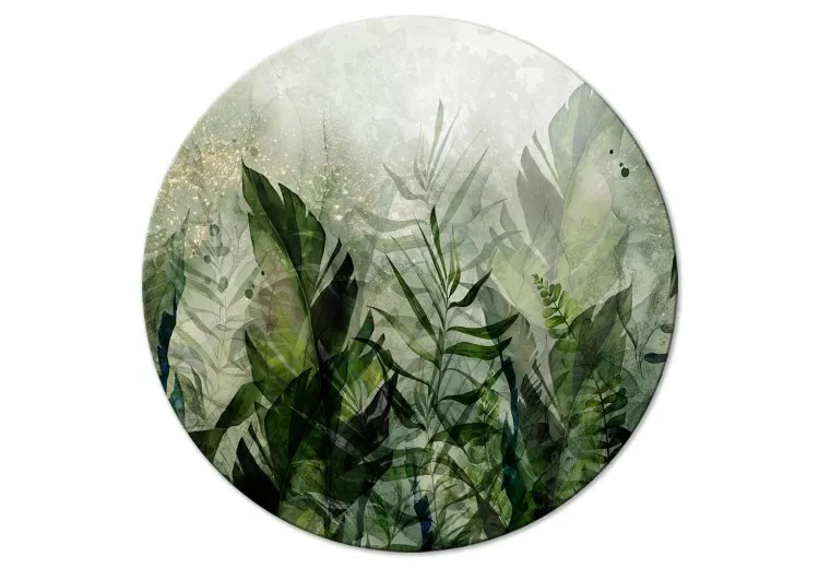 Plantas tropicais - selva com orvalho enevoado em tons de verde