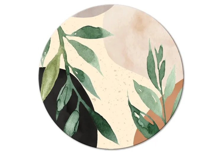 Abstração de plantas - folhas grandes em castanhos pastel e verdes