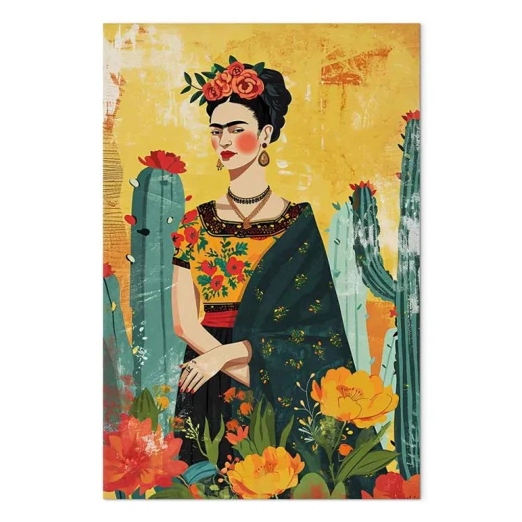 Frida Kahlo - representação artística da artista com cactos