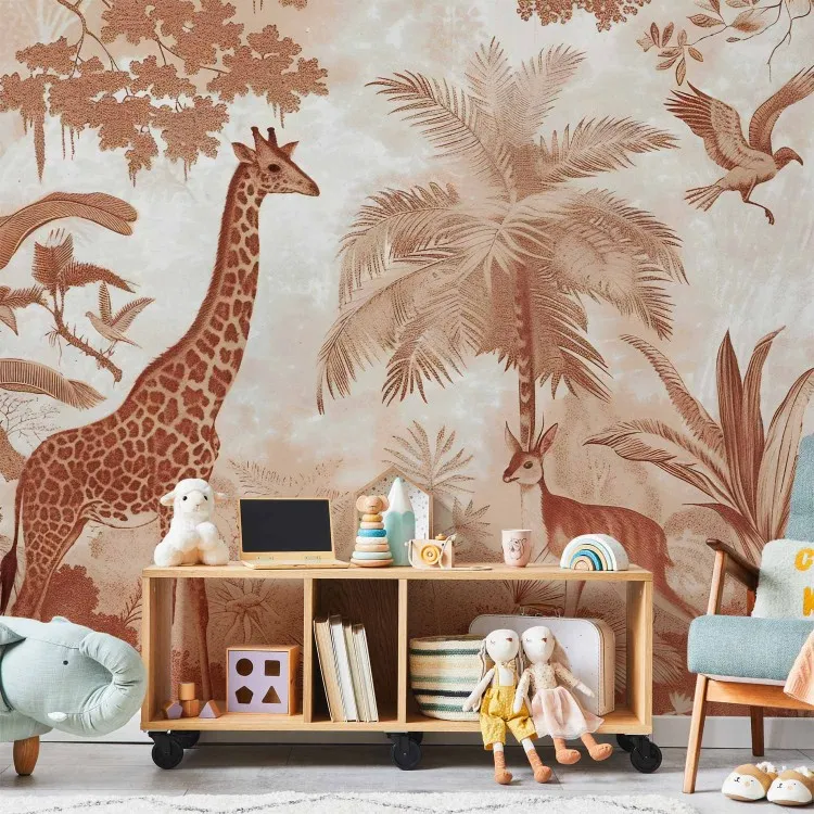 Floresta e animais - composição com selva em terracota