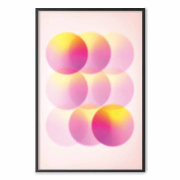 Círculos em tons pastel - círculos abstractos e coloridos em tons de rosa e amarelo sobre um fundo brilhante