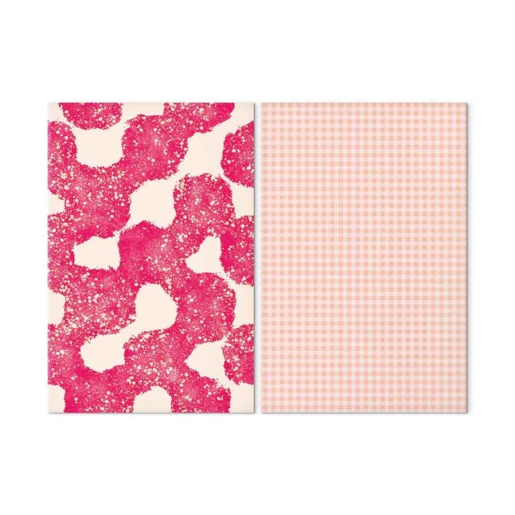 Composições cor-de-rosa - padrões geométricos em tons pastel e manchas abstractas sobre um fundo claro