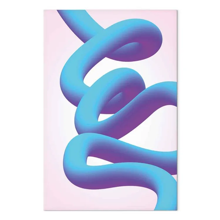 Formação abstrata - uma linha sinuosa em tons de azul e roxo sobre um fundo pastel