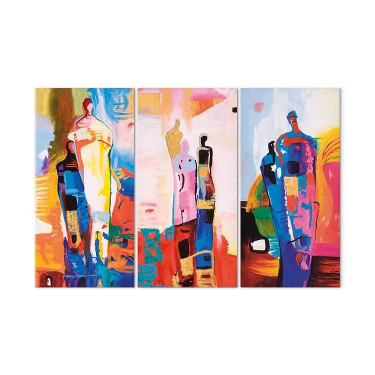Figuras em Pastel (3 partes) - Abstração colorida com figuras